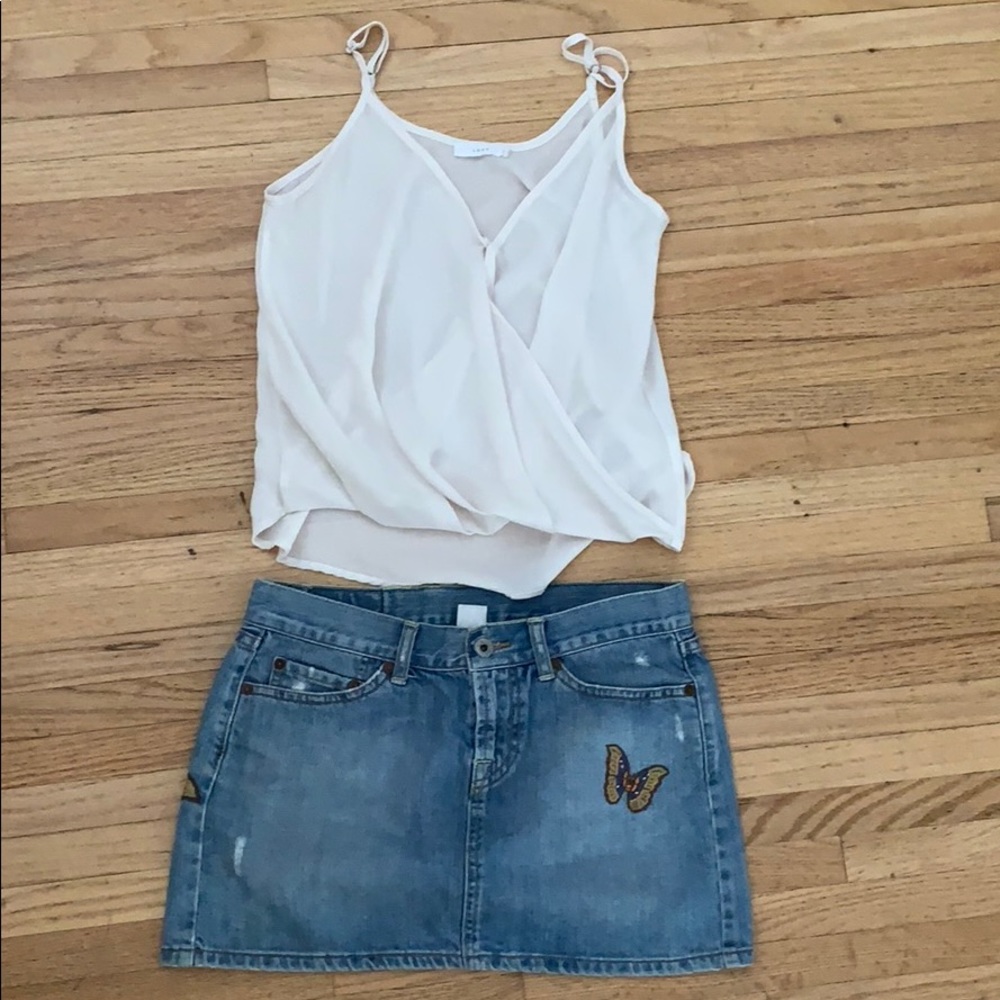 Top: Lush size small, cream colored semi sheer